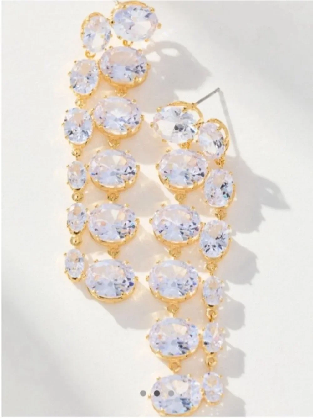 New! Anthropologie 14K Gold Crystal Drop Earrings (1044) NWT